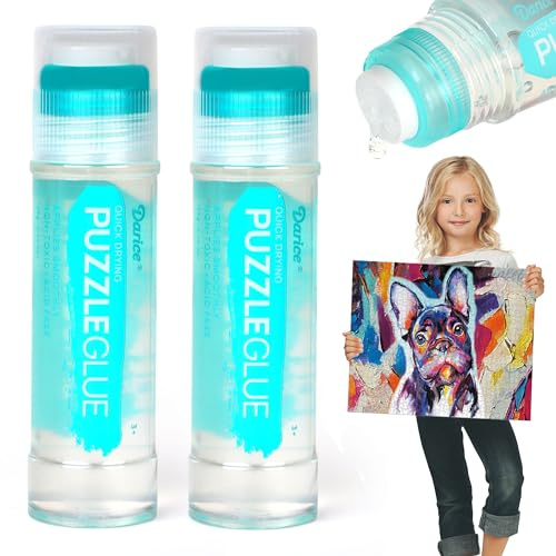 Darice Colla trasparente per puzzle, applicatore facile da applicare, ad asciugatura rapida, confezione da 2 pezzi, non tossica, per puzzle da 1000/1500/3000 pezzi, 2 flaconi da 130 ml