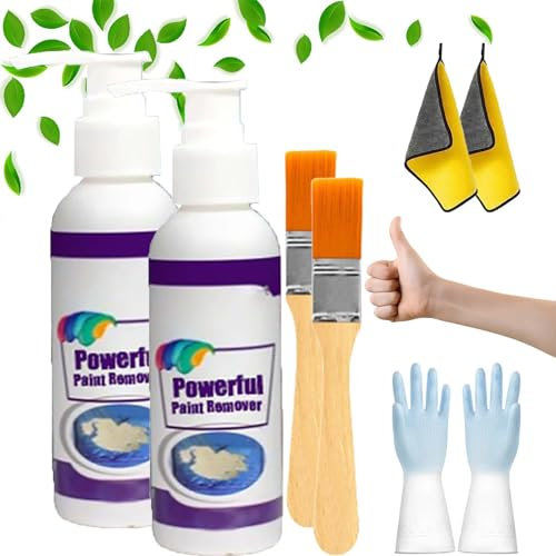 Gienslru Powerful Paint Remover, Paint Remover for Metal Surfaces, Paint Remover from Wood, for Paint Removal on Steel Panels, Security Doors, Hardware, and Other Surfaces (2pcs)