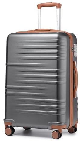 British Traveller Handgepäck Koffer Mittelgroß Reisekoffer Mittelgroß Hartschalenkoffer 64 * 43 * 26.5cm mit TSA-Schloss Koffer Trolleys ABS+PC Grau