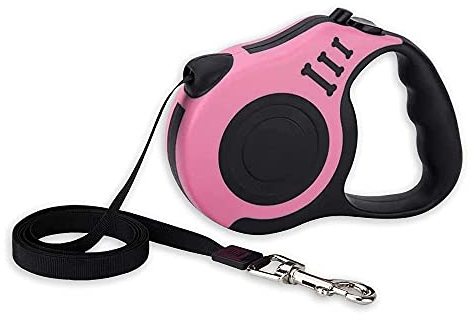 Einziehbare Hundeleine, ausziehbare Hundeleine für kleine, mittlere Hunde, 5 Meter, Rosa
