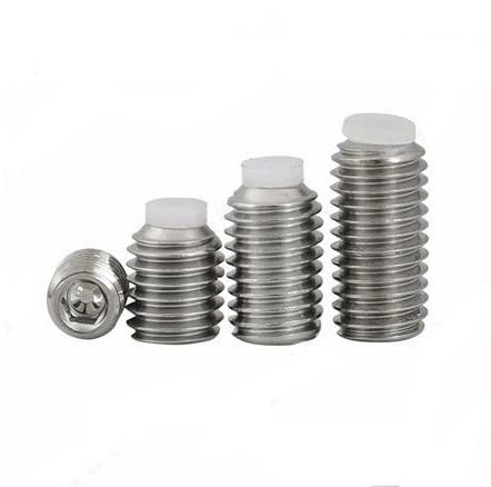 TULDYS 2/5 Stück M3 M4 M5 M6 M8 M10 304 Edelstahl Kopf Innensechskant Kunststoff Nylon Hund konvexer Endpunkt Spitze Madenschraube Stellschraube(5pcs M8x8mm)