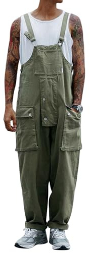 Oanviso Salopette Homme Overalls Jumpsuit en Jean Loisirs | Combinaisons, Cargo, Rétro, Denim, de Travail, Vintage, Streetwear, Coupe Ample