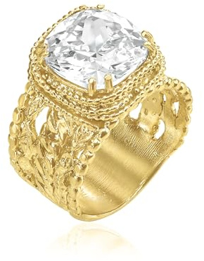 14K vergoldeter Sterling Silber Statement Ring mit 13,5 ct Zirkonia, Granulat Multi-Strang Design, zarter Goldring, Schmuck Geschenk für Damen, ästhetischer Goldschmuck