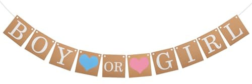 BestoFun Gender Reveal Party Deko Braun Babyparty Girlande Girl or Boy Baby Shower Banner für Gender Reveal Party Mutter Geschenk Party Dekoration