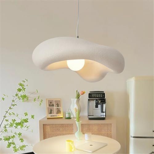 Pendelleuchte Wabi-Sabi Esstischlampe Kreative Blumen Hängelampe Polystyrol E27 Modern Esszimmer Bauernhaus Hängeleuchte Höhenverstellbar Nordisch Kronleuchter Küche Wohnzimmer Lampe 60cm(Weiß)