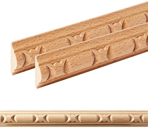 ben+camilla.com Ornament Leiste Holz für Möbel in 21 x 9 x 1000 mm | 2-er Set = 2 Meter | SB-870 mit 3D Geometrisch Buche | Zierprofile Friesenleiste Wandleiste Profilleiste