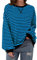 Chicrise Sweatshirts Femme Rayé Col Rond Pull Vintage Marinière Top Mode Casual Bleu Moyen 38-40