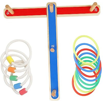 BESTonZON Juguete de Lanzamiento para Niños Juego de Lanzamiento Interactivo Aros de Madera Juguete Educativo Juguete para Lanzar para Niños Y Niñas