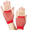Red Latex Gloves Long Mesh Short Gloves Party Punk Half Finger Mesh Stretch Color Gloves Black Gloves Women Sexy (Red, ONESIZE)