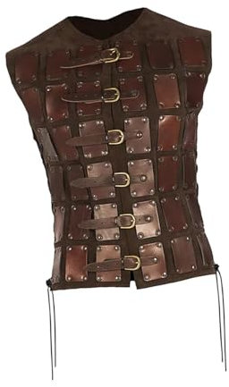 Dickly Brustpanzer Ritter Kostüm Dekoration Verstellbarer Brustpanzer Kostüm Rüstung für Cosplay Party Fasching, Braun