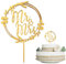 WOLMIK Cake Topper - Wedding Wooden Cake Decoration, Mr & Mrs Cake Topper, Gold