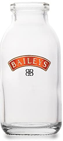 Albellion Original Bailey milk bottle Fläschchen Likör Shot-Glas im Schraubflaschen Design mit Bailey Schriftzug Logo, Transparent