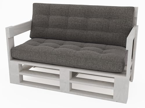 Lermowood Palettenmöbel Mpe Sofa 120 x 80 cm Weiß | Europaletten Indoor und Outdoor Lounge Gartenmöbel Holz Gartenmöbel Set Lounge Möbel Terrasse Balkon Loft Stil Paletten