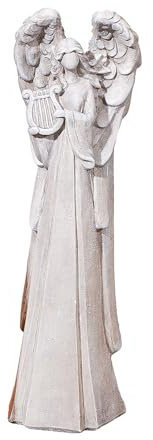 GILDE Figur Orgelspiel - Engel aus Magnesia - grau - Höhe 70 cm - Dekoration - Geschenk - Sammlerstück - Engelstatue