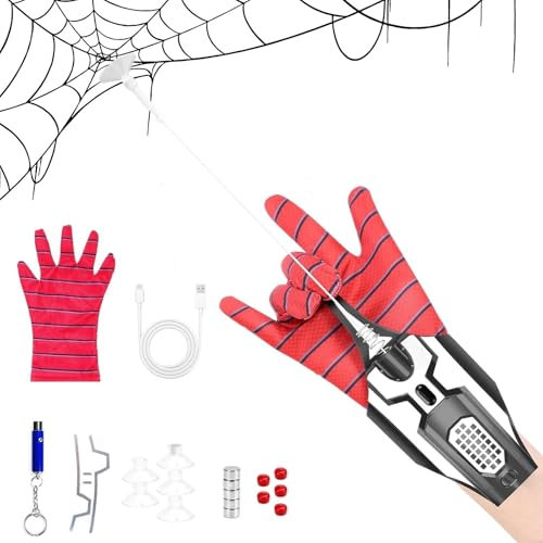 comeder Spider Web Shooter, Spider Shooter Toys Upgrade, Electric Reel-in Web Shooter Launcher for Kids, Superhero Cosplay Role Play Costume Props Cool Gadgets for Boys Girls Men Adults (Style B)