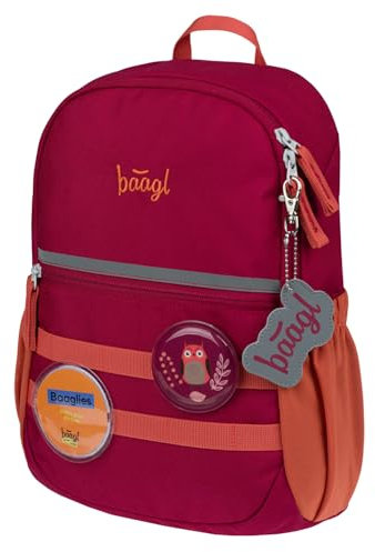 Baagl Kindergartenrucksack Mädchen – Kleiner Kinderrucksack mit Brustgurt & 2 wechselbaren Patches – personalisierbar mit Namen oder Bild – Rucksack für Kita & Krippe, 10 l (Eule)
