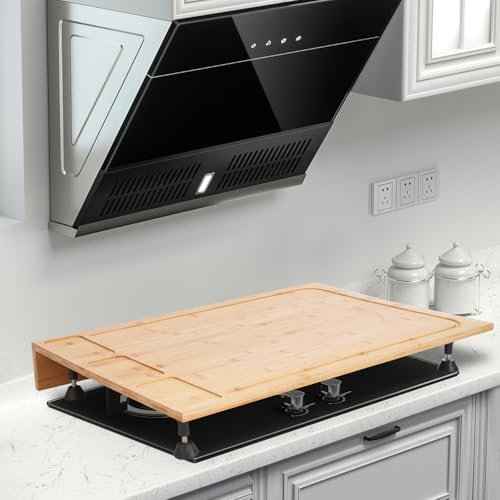 Couvercle De Cuisinière En Bambou Protection Plaque De Cuisson Gaz Couvercles De Brûleur De Poêle,Planche à Découper Multifonctionnel,Plateau Pour Comptoir De Cuisine,75 * 54 * 10cm