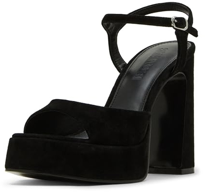 Steve Madden Women's Liandra Heeled Sandal, Black Suede, 3 UK