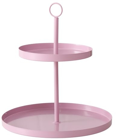 BOLTZE Etagere Samina, 2-stöckig, Metall, Hellrosa | Etagenständer Ø 30 cm, Höhe 34 cm, ideal für Obst, Desserts und Snacks, minimalistisches Design, Modell 2061233