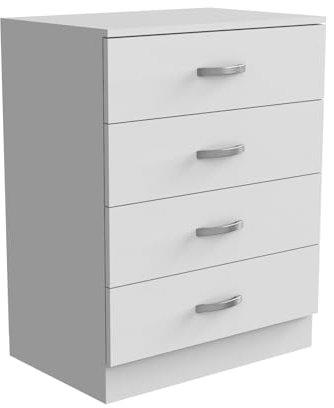 Nera 4 Drawer Chest of Drawers 60cm Width, Dresser Drawers for Bedroom Storage Unit (Matt White)