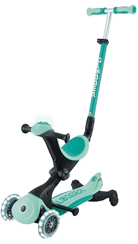 GLOBBER GO-UP Deluxe Lights 360 – 3 in 1 Aufsitzrad, Laufrad, Scooter, 120/80mm, 3-rädrig, verstellbar, LED-Rollen