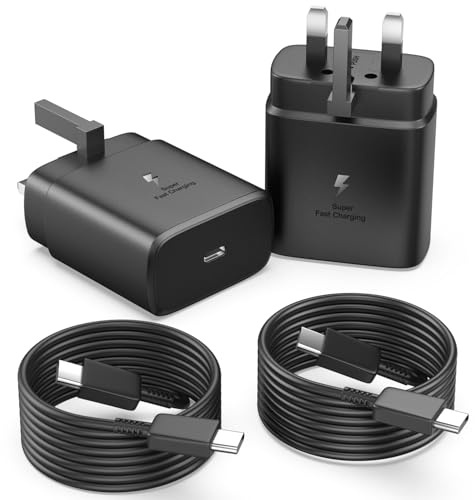 45W USB C Super Fast Charger, 2‑Pack with 2M 5A USB‑C Cable, Compatible with Galaxy S25/S25+/S25 Ultra, S24 Series, Z Fold6/Flip6, Tab S10/S9