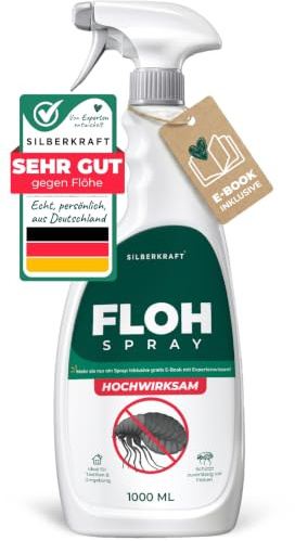 Silberkraft Flohspray für Wohnung & Umgebung [1000 ml] mit Sofortwirkung | effektives Abwehr-Mittel gegen Flöhe & Larven mit Sofortschutz - Flohmittel zum Flöhe bekämpfen - hochwirksam & laborgeprüft