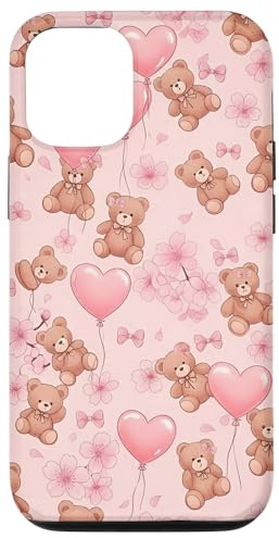 Süße Bären, rosa Schleifen, Kirschblüte, Sommerkokette Hülle für iPhone 12/12 Pro