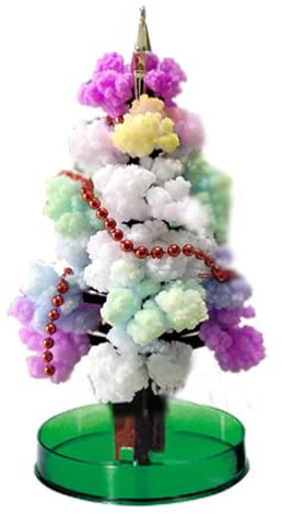 Fictory Kit de sapin de Noël magique à faire soi-même avec solution liquide, projet scientifique éducatif pour enfants, décoration de maison de vacances, arbre en papier multicolore blanc vert