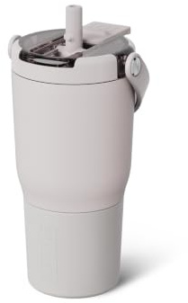 BrüMate Resa Flip 20oz Kids Travel Tumbler with Covered Flip Down Straw | 100% Leakproof Water Bottle | Insulated Stainless Steel | Cup Holder Friendly Silicone Base | 20oz (Dune)