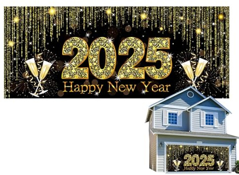 bnjlSDATwr Dekorationen, Happy New Year Banner - Neujahrskulisse, Schild, Poster, Neujahrsdekoration, Foto-Requisiten |, Fotografie-Kulisse, Dekor