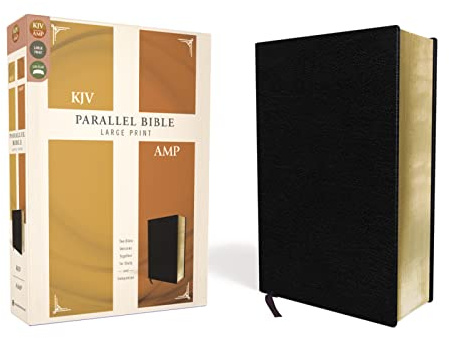KJV, Amplified, Parallel Bible, Large Print, Bonded Leather, Black, Red Letter: Two Bible Versions Together for Study and Comparison