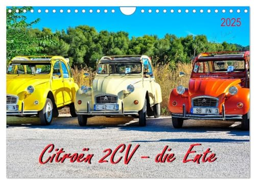 Citroën 2CV - die Ente (Wandkalender 2025 DIN A4 quer), CALVENDO Monatskalender: Citroën 2CV, die Ente - von der Bauernkutsche zum Kultobjekt. (CALVENDO Mobilitaet)