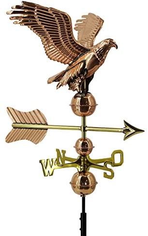 Linneborn 3D Kupfer Wetterhahn Motiv Adler, inkl. Universalbefestigung. 55 cm lang, Wetterhahn Windrichtungsanzeiger Windspiel fürs Dach