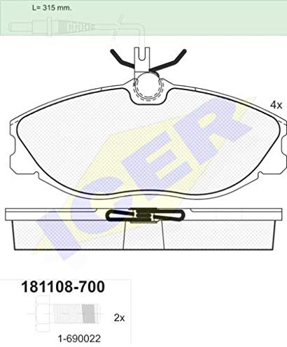Icer Brakes 181108-700 Bremsbelagsatz, Scheibenbremse - (4-teilig)