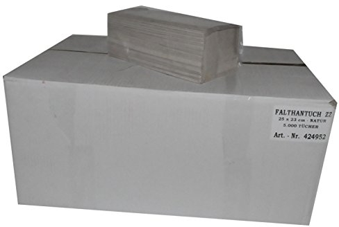 Falthandtücher 1-lagig naturell Krepp ZZ-Falz 20x250 (=5000) Tücher