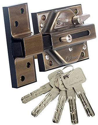Lince Cerrojo 7930RBI I Cerrojo reforzado en color Bronce Inglés I Medidas: 74x85 mm I 100% seguridad en tu vivienda I Protección antiimpresión, antibumping, antiganzúa,antitaladro.