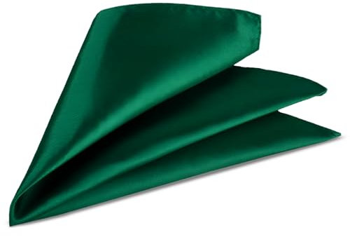 Trimming Shop Italien Carré Satin Mouchoir pour Tenue Habillée, Mariages, Bal, Célébration, Bal, Fêtes - Unisexe, Design Classique - Vert Foncé, 23cm, 9 (23cm)