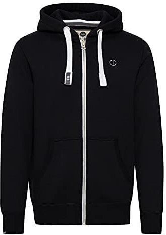 !Solid SDBennZip Herren Sweatjacke Kapuzenjacke Hoodie mit Kapuze Reißverschluss Kordelzug Label-Details Baumwollmischung Regular fit, Größe:M, Farbe:Black (9000)