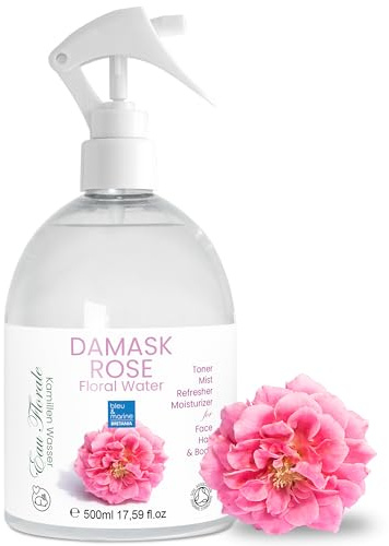 Hydrolat Eau Florale Organique de Rose de Bulgarie, Démaquillant Yeux, Tonique Facial et Nettoyant Visage ● Spray Parfumant Corps, Cheveux, L'air ambiant ou les placards 500 ml