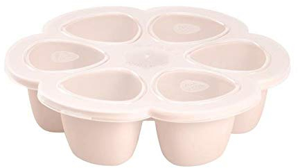 BÉABA, Multiportions Silicone de qualité premium, Résistance thermique extrême, Four et micro-onde, 6 alvéoles indépendantes, Couvercle hermétique, Fabriqué en Italie, 6x90 ml, Rose