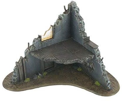War World Gaming War Torn City Ruined Multi-Storey Corner Building with Firing Hole - 28mm Heroic Scale Wargaming Terrain Model Scenery Wargame 40K Necromunda Tabletop Battle Destroyed City