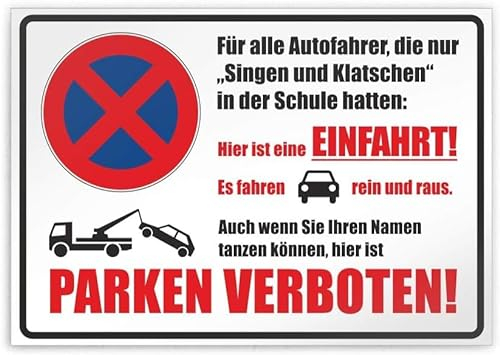 Kiwistar UG - Schild - Hier ist eine Einfahrt! Parken verboten Namen tanzen Parkplatzschild Alu Verbund Platte - 30 x 21cm