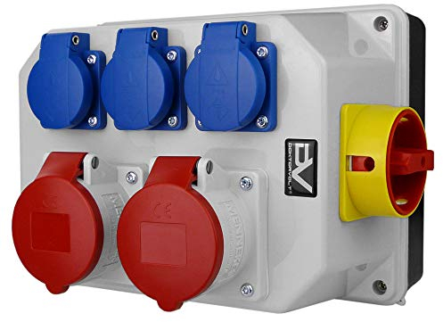 Doktorvolt Stromverteiler Baustromverteiler Verteilerkasten Mit 3x230V 2x16A CEE Steckdosen PCE Trennschalter 0 1 Steckdosenverteiler