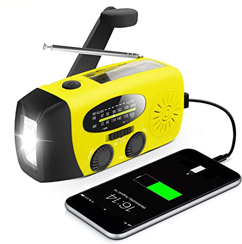 Upgraded Version RunningSnail Emergency Hand Crank Self Powered Am/FM NOAA Solar Weather Radio with LED Flashlight Emergency Power Bank for iPhone/Smartphone (088Y)