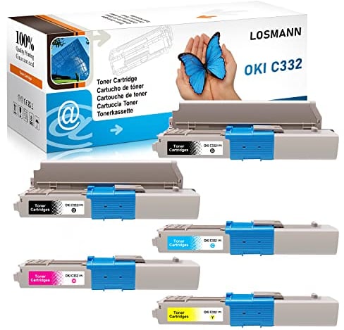 5x LOSMANN XXL Toner Kompatibel OKI C332 C 332 46508712 46508711 46508710 46508709 für OKI C 332 DN/C 332 DNW/M C363 DN/M C363 DNW/M C363 N Drucker (Schwarz/Cyan/Magenta/Gelb)