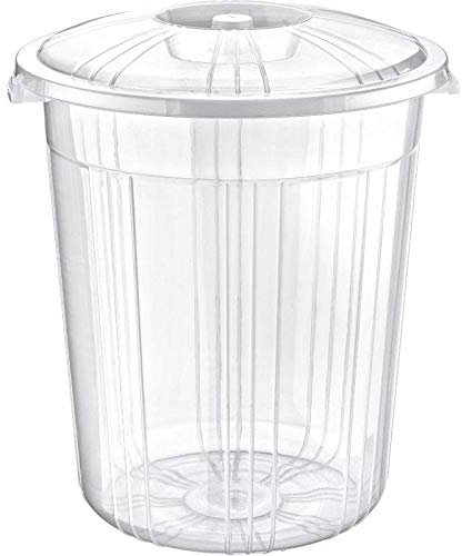 Clear Plastic Bin Rubbish Waste Recycling Dustbin Kitchen Dry Food Flour Storage Animal Feed Pet Dog Cat Bird Seed Container Box (50 Litre)