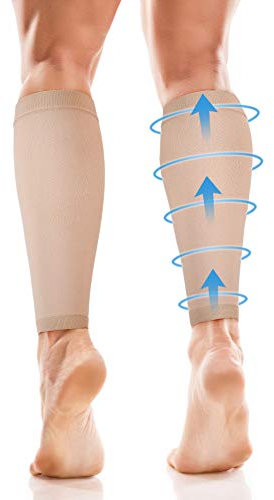 Chaussettes de compression pour hommes et femmes, protège-mollets (20-30 mm Hg), manchons de compression pour la course à pied, attelles de tibia, voyage, cyclisme (XL)