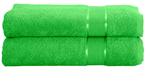 Mixibaby 2er Set Gästetuch Handtuch Duschtuch Badetuch Saunatuch Frottee Baumwolle 500gsm, Größe:Duschtuch 70x140cm, Farbe:Apfelgrün