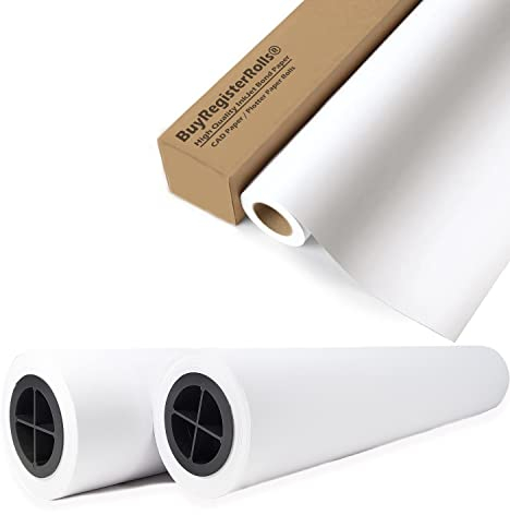Plotterpapier 4 Rollen (61 cm x 38 m, 9 kg) CAD Papierrollen 24 x 150 | InkJet Bond-Papierrollen | Ultraweißes, holzfreies 80 g/m² Plotterpapier für Ingenieure, Architekten, Kopierdienstgeschäfte